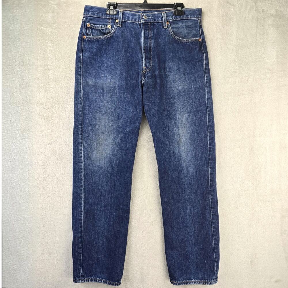 Vintage Levis 501 Jeans Mens 36x34 (Fits 35x32) Blue Straight Button Fly Y2K